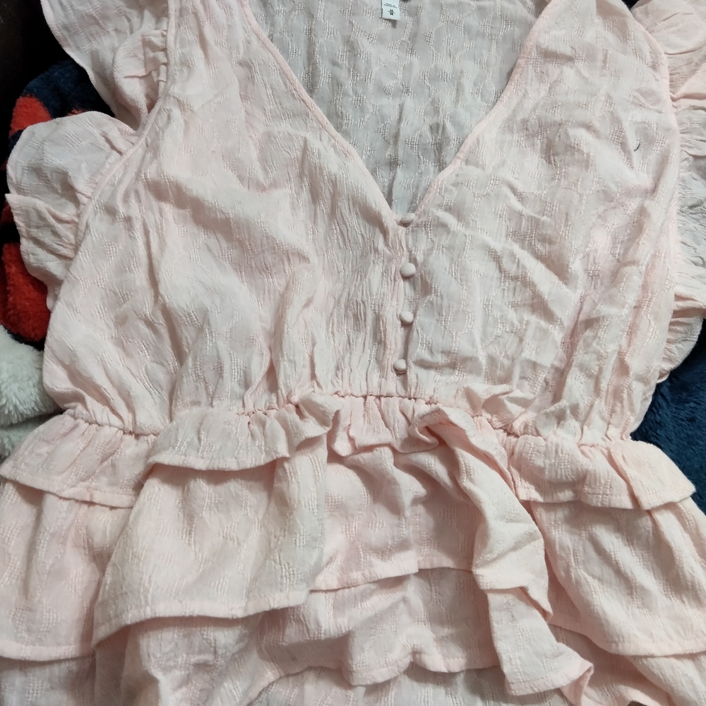Express Pink Peplum Top Size M Runs Small